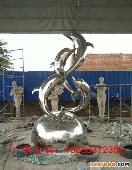 山东康大雕塑 不锈钢海豚雕塑 锦鲤雕塑 公园不锈钢雕塑