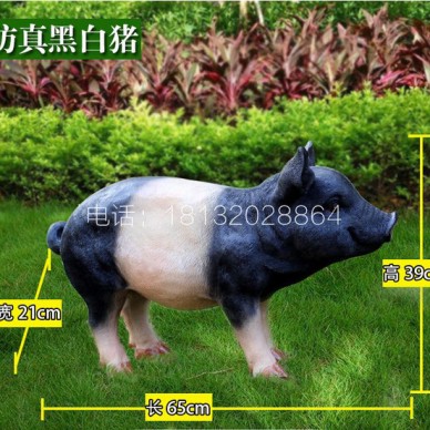 玻璃钢黑猪动物  玻璃钢公园动物雕塑