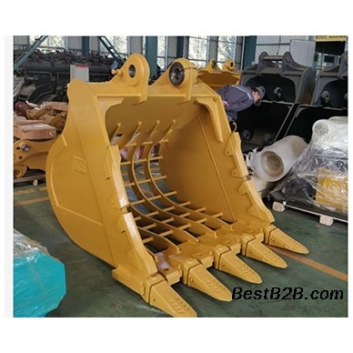 池塘垃圾清理网格漏斗 卡特330挖机1.5方筛分斗