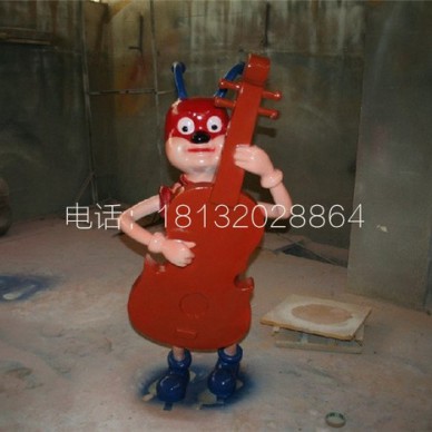玻璃钢弹琴小狐狸  公园卡通摆件
