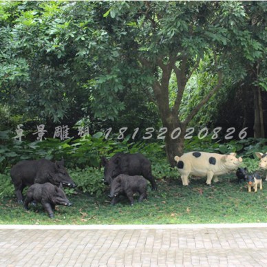 玻璃钢仿真野猪雕塑  公园动物摆件