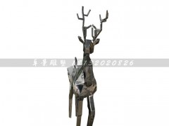 不锈钢抽象梅花鹿 公园梅花鹿雕塑