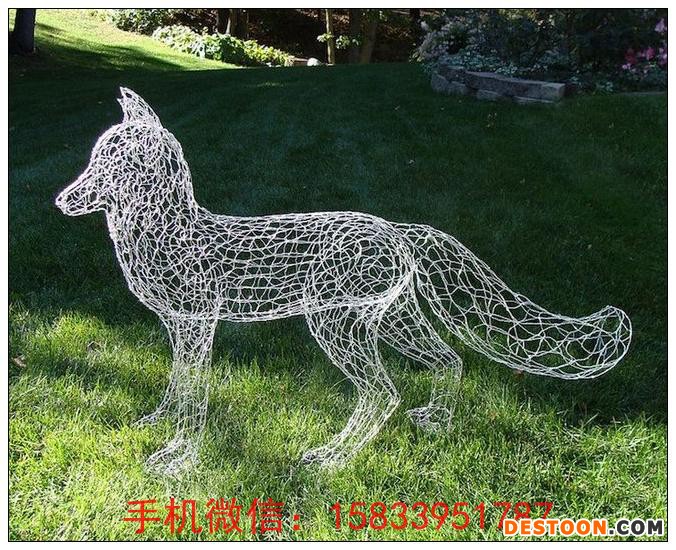 环球雕塑 不锈钢狐狸雕塑 镂空狐狸雕塑  园林动物雕塑