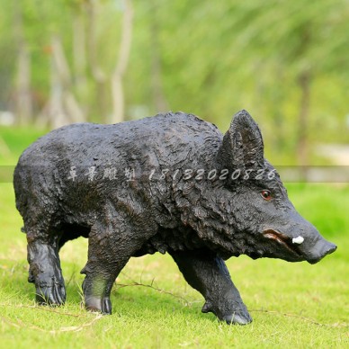 玻璃钢仿真野猪雕塑 公园动物雕塑