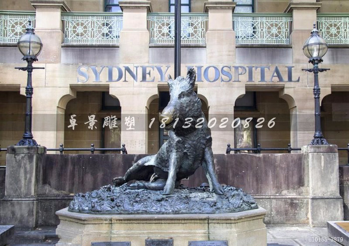 野猪铜雕 步行街动物铜雕