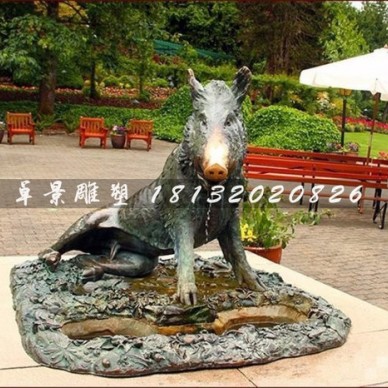 野猪铜雕，公园动物铜雕