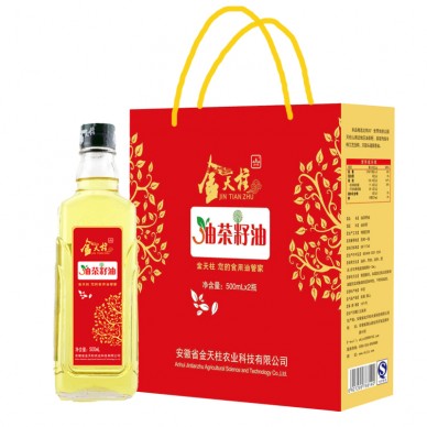 金天柱油茶籽油 500ML*2白色礼盒（压榨一级）