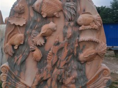 石雕动物雕塑鱼鲤鱼锦鲤浮雕园林建筑艺术工艺