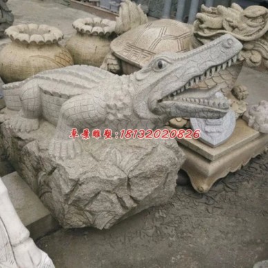 鳄鱼石雕，大理石鳄鱼雕塑