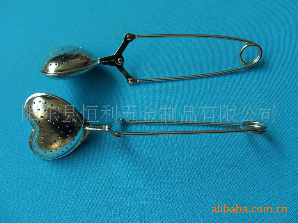 供应不锈钢手动弹簧手柄线径心形茶叶隔(图)