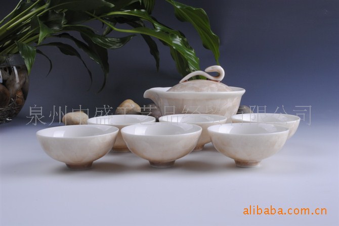 德化供应批发8头结晶釉普洱茶具 高档礼品茶具