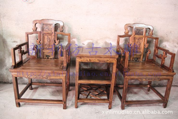 厂家供应 太师椅配茶几 空间 三件套 仿古明清家具 茶叶馆必备