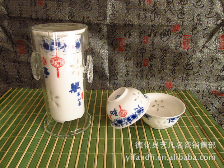 红茶玲珑蝶恋花 家和青花瓷 功夫陶瓷茶具 玲珑瓷茶具套装