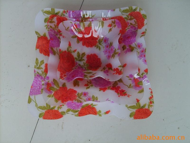 供应精美印花亚克力水果盘子 自定义LOGO塑料盘子